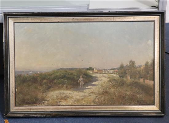 Hermann Eschke (1823-1900) Breton coastal scene 38 x 62cm